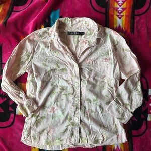 Ralph Lauren Pink and Green Floral Shirt